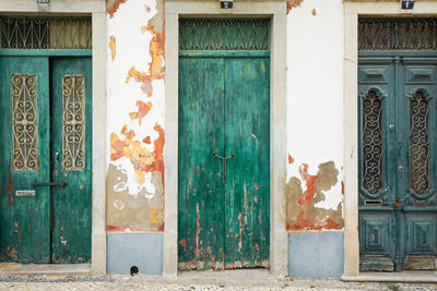 Closed door of old building