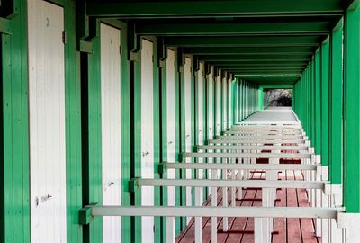 Columns in row of bathing cabins