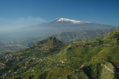 Scenic view of mountains against sky