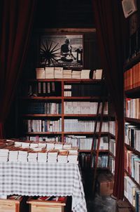 View of books on table in building