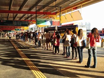 People at railroad station