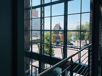 Buildings seen through window