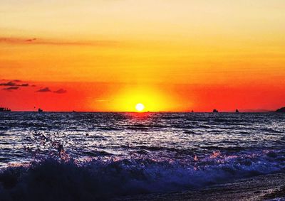 Scenic view of sea at sunset