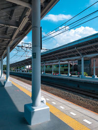 Railroad station platform against sky