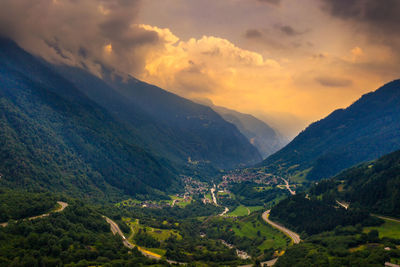 Scenic view of landscape against sky during sunset