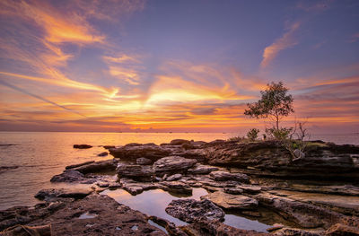 Scenic view of sea against sky during sunset