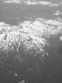 Aerial view of snow covered landscape