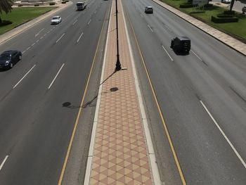 High angle view of vehicles on road