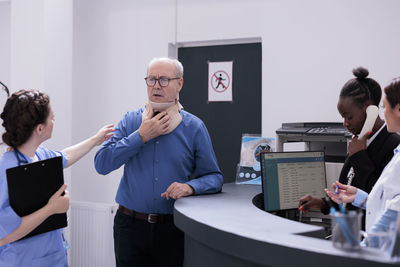 Business colleagues working at office