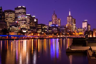 Illuminated city at night