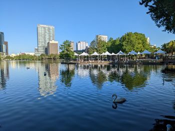 Reflection of buildings in water