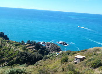 High angle view of sea against sky