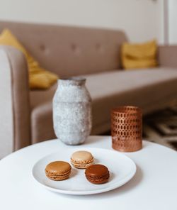 Close-up of breakfast on table at home