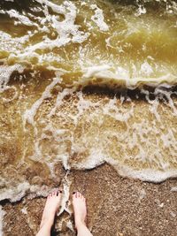 Low section of person legs on beach