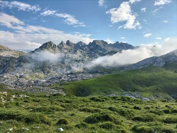 Scenic view of mountains against sky