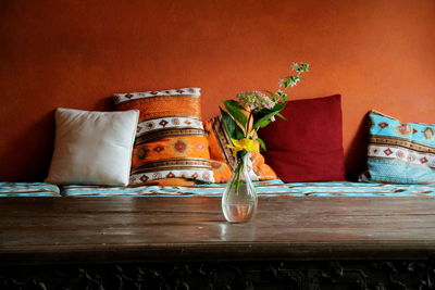 Close-up of vase on table at home