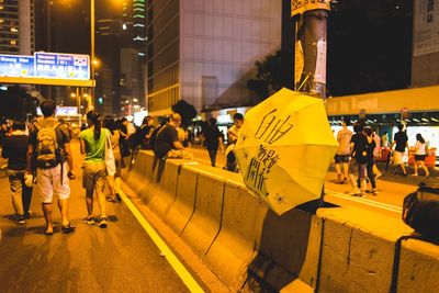 People at umbrella revolution in city