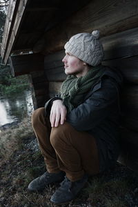 Portrait of a man sitting outdoors