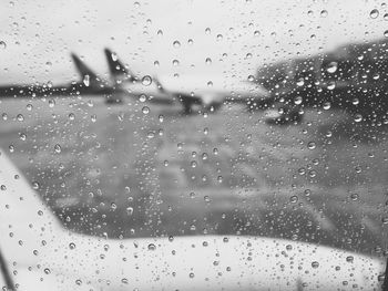 Close-up of water drops on glass