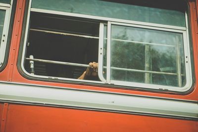 Close-up of train window