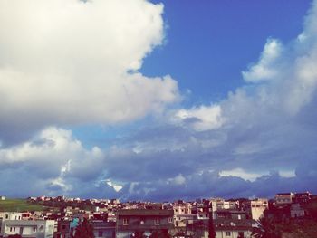 Low angle view of townscape against sky