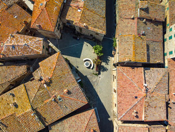 High angle view of residential buildings