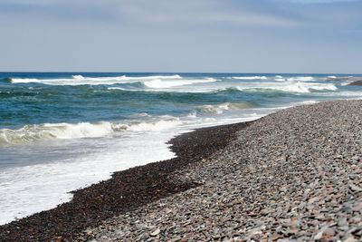 Scenic view of beach against sky