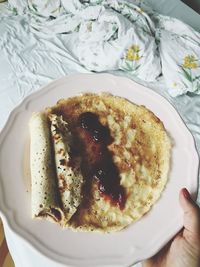 Close-up of breakfast served in plate