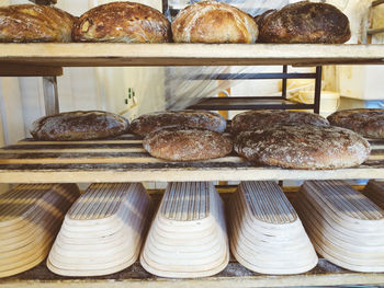 Stack of bread in store