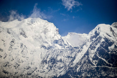 Scenic view of snow mountains against sky