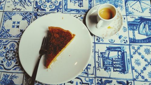 Directly above shot of breakfast served on table