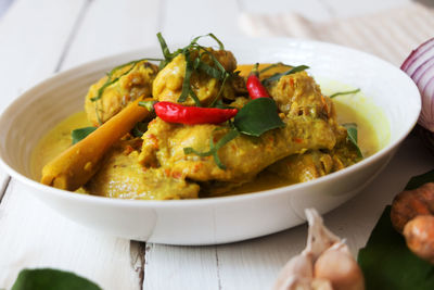 Close-up of food served in plate
