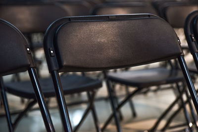 Close-up of empty black chair