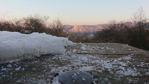 Close-up of snow covered landscape