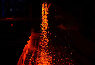 Close-up of fire at night