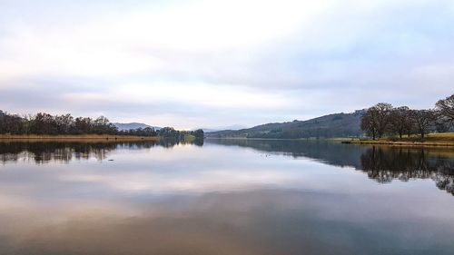 Scenic view of lake against sky