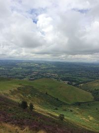 High angle view of landscape against cloudy sky