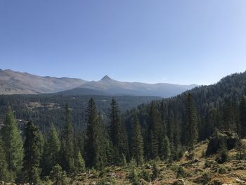 Scenic view of mountains against clear sky