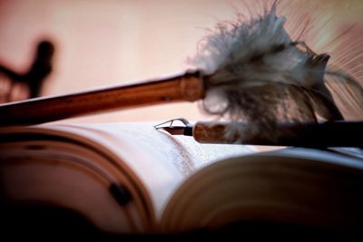 Close-up of book on table