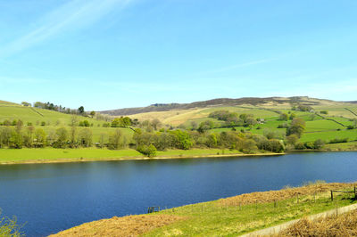 Ladybower reservoir in derbyshire supplying the water needs for the east midlands