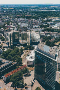 High angle view of buildings in city