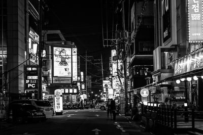 City street along buildings