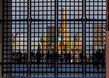 Group of people in glass building