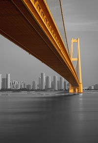 Low angle view of suspension bridge