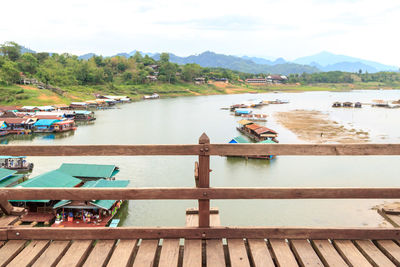 High angle view of jetty in lake