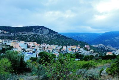 High angle view of townscape against sky