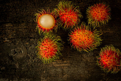 High angle view of fruits on table