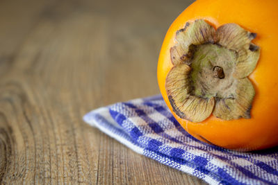 High angle view of orange on table