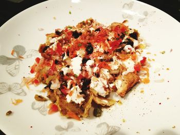 Close-up of served food in plate