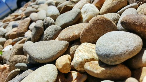 High angle view of pebbles